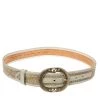 Emporio Armani Beige/Light Green Canvas And Leather Trim Logo Buckle Belt 85CM For Women -Emporio Armani sale luxury women emporio armani used accessories p371254 002
