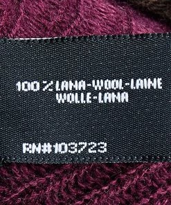 Emporio Armani Brown & Magenta Ruffled Pom Pom Detail Wool Stole For Women -Emporio Armani sale luxury women emporio armani used accessories p504872 002