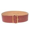 Emporio Armani Rose Gold Leather Waist Buckle Belt For Women