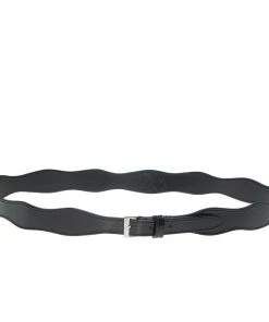 Emporio Armani Black Patent Wavy Belt 105 CM For Women