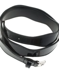 Emporio Armani Black Patent Wavy Belt 105 CM For Women -Emporio Armani sale luxury women emporio armani used accessories p62626 003