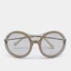 Emporio Armani White/Grey 4055 Round Shield Sunglasses For Women