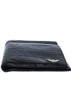 Emporio Armani Dark Brown Croc Embossed Leather Eagle Bi Fold Wallet For Women 18 Emporio Armani Dark Brown Croc Embossed Leather Eagle Bi Fold Wallet For Women -Emporio Armani sale luxury women emporio armani used bags p233854 007
