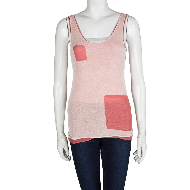 Emporio Armani Bicolor Knit Double Layer Sleeveless Tank Top S For Women 4 Emporio Armani Bicolor Knit Double Layer Sleeveless Tank Top S For Women - Image 2