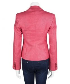Emporio Armani Coral Pink Basket Weave Tailored Blazer S For Women -Emporio Armani sale luxury women emporio armani used clothes p103701 003
