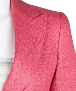 Emporio Armani Coral Pink Basket Weave Tailored Blazer S For Women -Emporio Armani sale luxury women emporio armani used clothes p103701 004