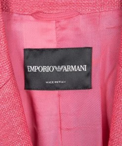 Emporio Armani Coral Pink Basket Weave Tailored Blazer S For Women -Emporio Armani sale luxury women emporio armani used clothes p103701 005