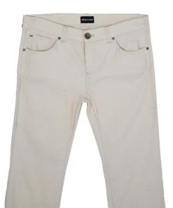 Emporio Armani Off-White Linen Trousers M For Women -Emporio Armani sale luxury women emporio armani used clothes p10460 005