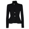 Emporio Armani Black Textured Wool Button Front Tailored Jacket S For Women