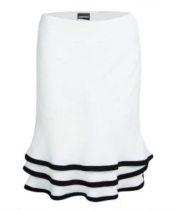 Emporio Armani White Layered Ruffle Bottom Skirt M For Women