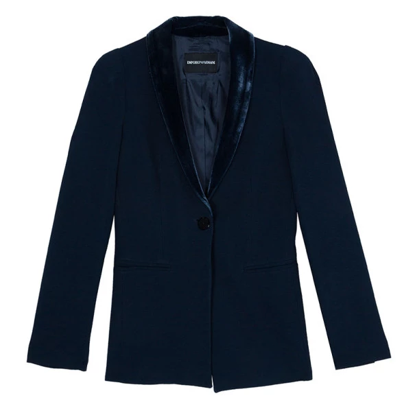 Emporio Armani Navy Velvet Lapel Suit S For Women 6 Emporio Armani Navy Velvet Lapel Suit S For Women - Image 4