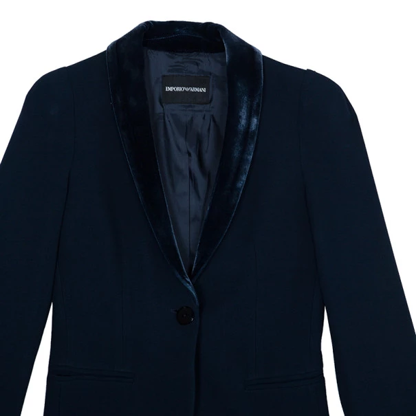 Emporio Armani Navy Velvet Lapel Suit S For Women 7 Emporio Armani Navy Velvet Lapel Suit S For Women - Image 5