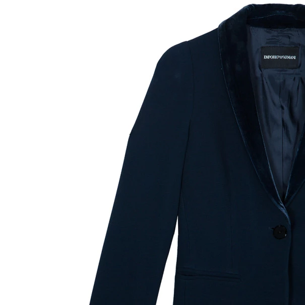 Emporio Armani Navy Velvet Lapel Suit S For Women 9 Emporio Armani Navy Velvet Lapel Suit S For Women - Image 7