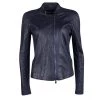 Emporio Armani Navy Blue Lamb Leather Knit Panel Detail Jacket M For Women
