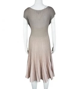 Emporio Armani Grey And Pink Striped Pleated Boat Neck Dress M For Women -Emporio Armani sale luxury women emporio armani used clothes p116298 003