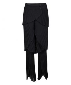 Emporio Armani Black Plisse Layered Pants M For Women