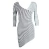 Emporio Armani Grey Striped Pleated Asymmetric Stretch Top S For Women -Emporio Armani sale luxury women emporio armani used clothes p119548 0001