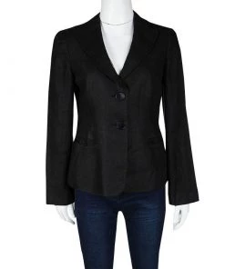 Emporio Armani Black Linen Blazer M For Women -Emporio Armani sale luxury women emporio armani used clothes p119899 0002