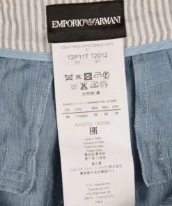 Emporio Armani Blue Linen High Waist Pants S For Women -Emporio Armani sale luxury women emporio armani used clothes p126099 0005