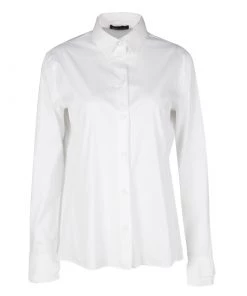 Emporio Armani White Frill Cuff Detail Long Sleeve Shirt L For Women