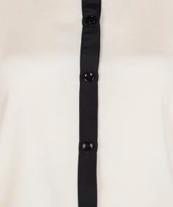 Emporio Armani Beige Contrast Trim Detail Long Sleeve Silk Blouse S For Women -Emporio Armani sale luxury women emporio armani used clothes p130586 004