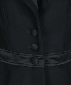 Emporio Armani Black Wool Satin Trim Button Front Short Coat M For Women -Emporio Armani sale luxury women emporio armani used clothes p133595 0004