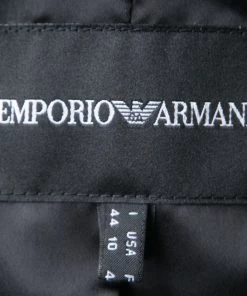 Emporio Armani Black Wool Satin Trim Button Front Short Coat M For Women -Emporio Armani sale luxury women emporio armani used clothes p133595 0005