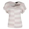 Emporio Armani Blush Pink And Cream Broken Block Striped Knit Top S For Women