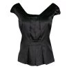 Emporio Armani Black Stretch Silk Satin Cap Sleeve Top S For Women