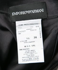 Emporio Armani Black Stretch Silk Satin Cap Sleeve Top S For Women -Emporio Armani sale luxury women emporio armani used clothes p137469 005