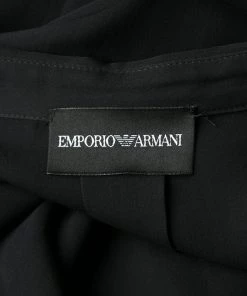 Emporio Armani Black Silk Draped Front Belted Blouse S For Women -Emporio Armani sale luxury women emporio armani used clothes p137475 005