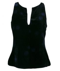 Emporio Armani Black Dotted Corduroy Sleeveless Top S For Women