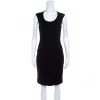 Emporio Armani Black Ribbed Knit Cap Sleeve Dress M For Women