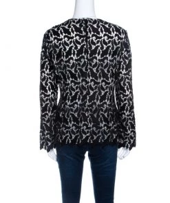 Emporio Armani Black Guipure Lace Long Sleeve Blouse M For Women -Emporio Armani sale luxury women emporio armani used clothes p140520 0003