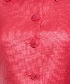 Emporio Armani Pink Textured Peplum Blazer S For Women -Emporio Armani sale luxury women emporio armani used clothes p140730 0004