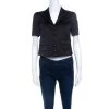 Emporio Armani Black Satin Short Sleeve Cropped Jacket S For Women -Emporio Armani sale luxury women emporio armani used clothes p140744 0001
