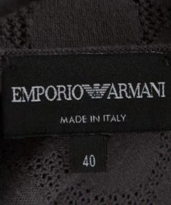 Emporio Armani Grey Knit Perforated Bodice Detail Short Sleeve Top S For Women -Emporio Armani sale luxury women emporio armani used clothes p141488 0005