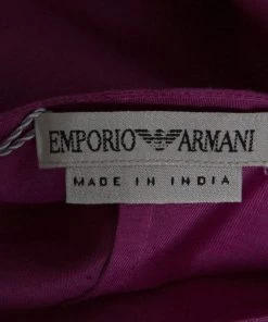 Emporio Armani Pink Raw Silk Embellished Long Sleeve Top L For Women -Emporio Armani sale luxury women emporio armani used clothes p146022 0005