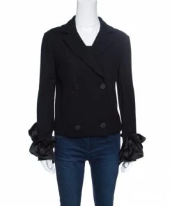 Emporio Armani Back Wool Blend Double Breasted Blazer M For Women