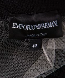 Emporio Armani Black Knit Fringed Cut Out Back Detail Bodycon Dress M For Women 11 Emporio Armani Black Knit Fringed Cut Out Back Detail Bodycon Dress M For Women -Emporio Armani sale luxury women emporio armani used clothes p157403 005