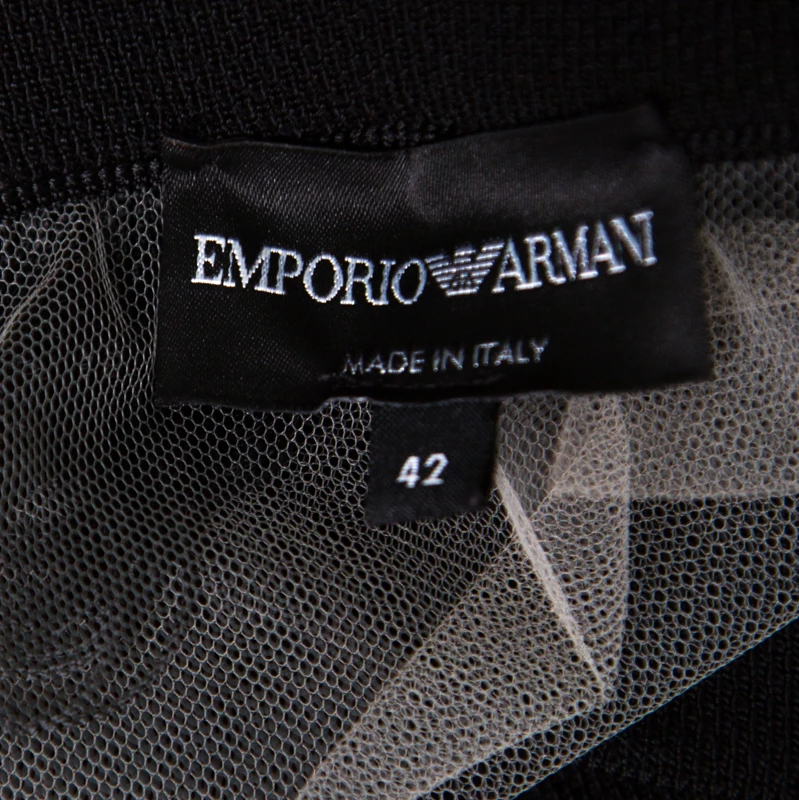 Emporio Armani Black Knit Fringed Cut Out Back Detail Bodycon Dress M For Women 7 Emporio Armani Black Knit Fringed Cut Out Back Detail Bodycon Dress M For Women - Image 5