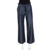 Emporio Armani Navy Blue Chambray Wide Leg Paperbag Pants S For Women