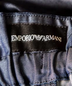 Emporio Armani Navy Blue Chambray Wide Leg Paperbag Pants S For Women -Emporio Armani sale luxury women emporio armani used clothes p161150 0005