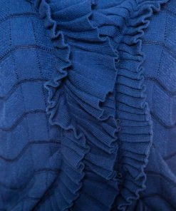 Emporio Armani Blue Patterned Knit Ruffled Long Sleeve Shrug S For Women -Emporio Armani sale luxury women emporio armani used clothes p161288 0004