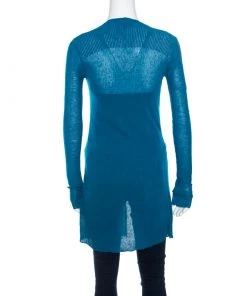 Emporio Armani Teal Blue Knit Long Cardigan S For Women -Emporio Armani sale luxury women emporio armani used clothes p161304 0003