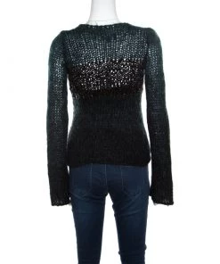 Emporio Armani Green Mohair And Wool Blend Braided Bodice Detail Sweater S For Women 10 Emporio Armani Green Mohair And Wool Blend Braided Bodice Detail Sweater S For Women -Emporio Armani sale luxury women emporio armani used clothes p161317 0003
