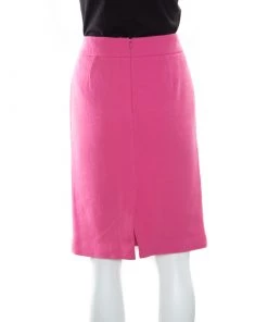 Emporio Armani Pink Wool Crepe Pencil Skirt M For Women -Emporio Armani sale luxury women emporio armani used clothes p162735 003