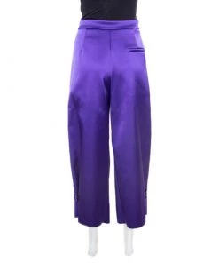 Emporio Armani Purple Satin Pleated Wide Leg Pants S For Women -Emporio Armani sale luxury women emporio armani used clothes p165621 003