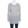 Emporio Armani Grey And White Knit Crew Neck Sweater XL For Women -Emporio Armani sale luxury women emporio armani used clothes p166124 003