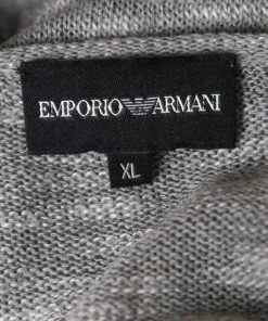 Emporio Armani Grey And White Knit Crew Neck Sweater XL For Women -Emporio Armani sale luxury women emporio armani used clothes p166124 005